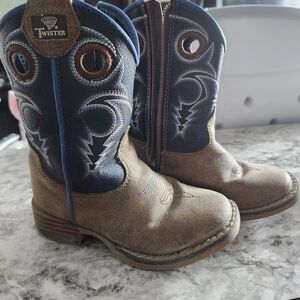 Twister Youth Western Boots in Blue and Brown